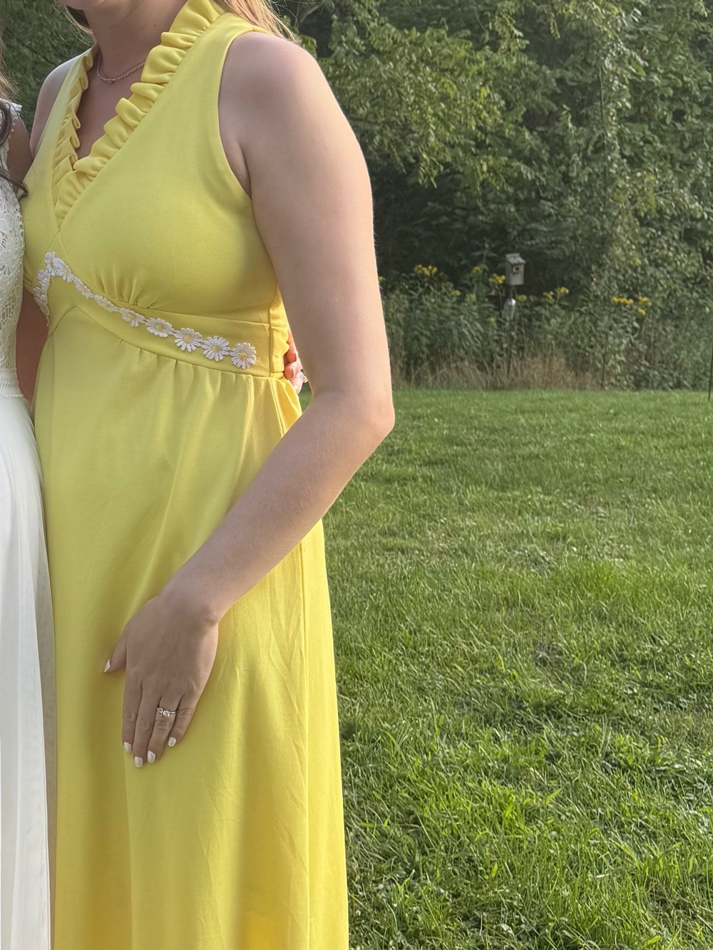 Yellow Ruffle V-Neck Women's Dress